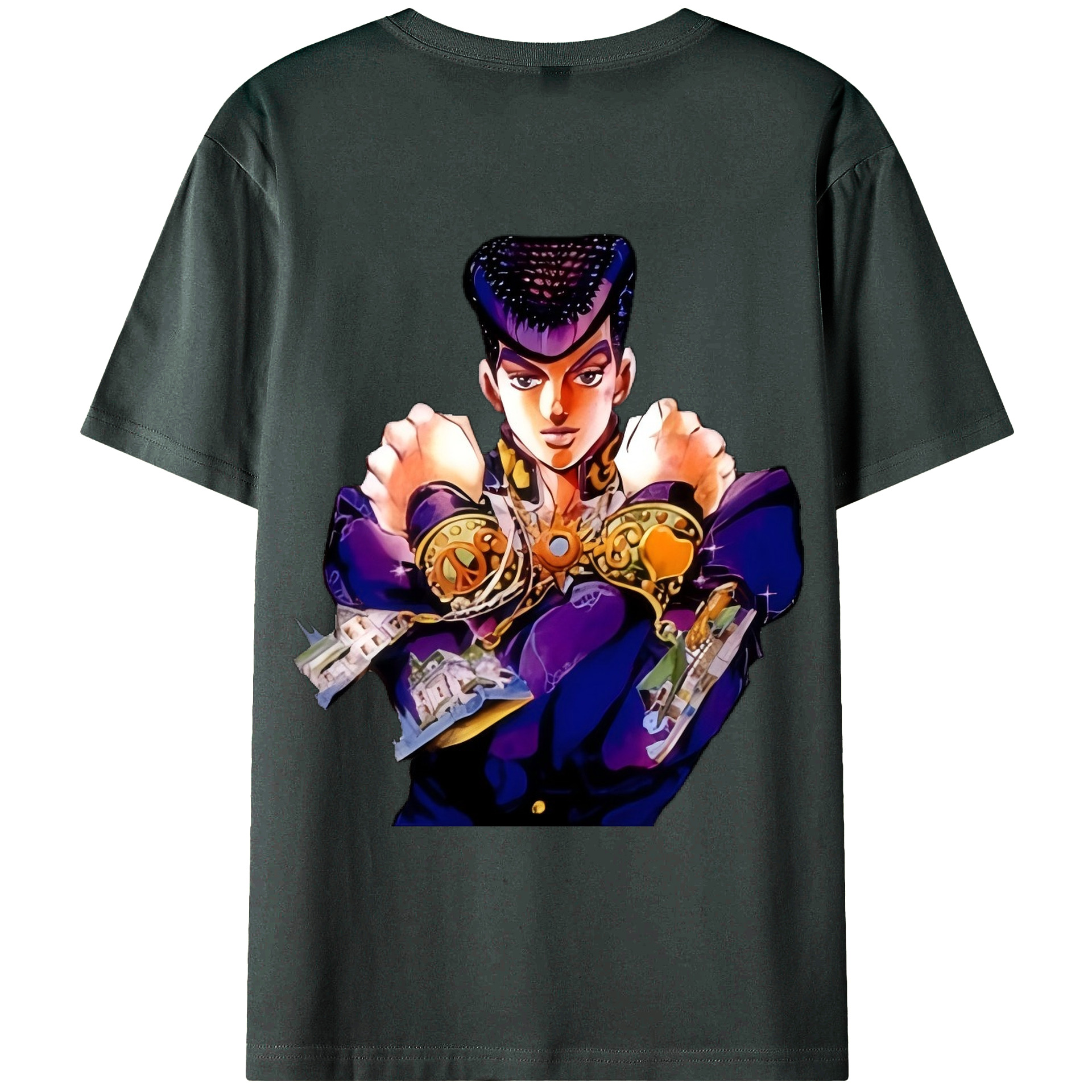 （画像用） ジョジョの奇妙な冒険 ひがしかた じょうすけ JoJo's Bizarre Adventure Higashikata Josuke 綿100％ メンズ半袖Tシャツ（バックプリント） 通気性